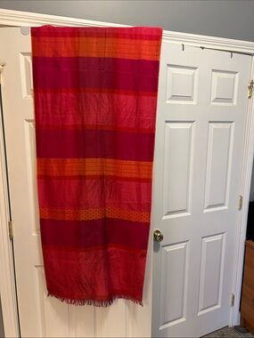 Vibrant Red & Orange Striped Scarf
